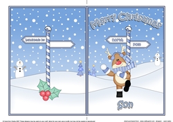 5 x 7 Quick Cut and Fold Card - Merry Christmas SON with Rudolph