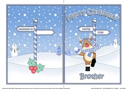 5 x 7 Quick Cut and Fold Card - Merry Christmas BROTHER with Rudolph