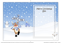 5 x 7 matching insert -  Merry Christmas SON with Rudolph