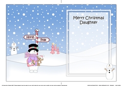 5 x 7 matching insert - Merry Christmas DAUGHTER with Snowman Rio