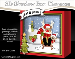 3D Christmas Diorama Shadow Box Card Mini Kit  - Rudolph is having fun on his Sledge