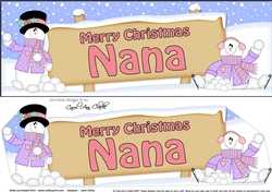 large DL Merry Christmas NANA with Snowman 3D decoupage