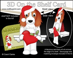 3D Christmas On the Shelf Card Kit - Christmas Springer Spaniel Dog is in Love