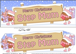large DL Merry Christmas STEP MUM with Robins 3D decoupage