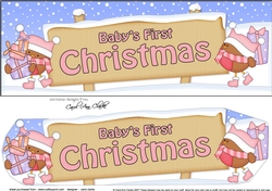 large DL Merry Christmas BABYS FIRST CHRISTMAS with Robins 3D decoupage