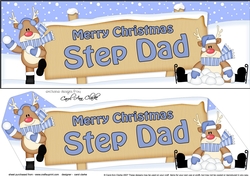 large DL Merry Christmas STEP DAD with Rudolph 3D decoupage