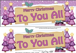 large DL Merry Christmas TO YOU ALL with Xmas Trees 3D decoupage