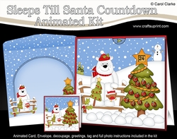3D Animated Sleeps Till Santa Christmas Tree Countdown Card Kit - Ben Polar Bear has an Xmas Tree