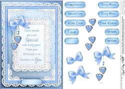 A5 Birthday, Lace and Pearls Quick Card with 3D Decoupage