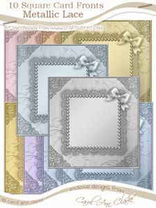 Square Metallic Lace and Bow Card Fronts Kit