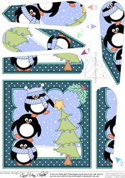 Christmas Pip Penguin & Friends put the Star on the Xmas Tree Fan Pyramage Topper