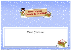 large DL Merry Christmas GRANNY & GRANDAD with Snowman insert