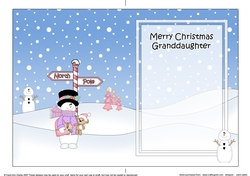 5 x 7 matching insert -  Merry Christmas GRANDDAUGHTER with Snowman Rio