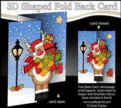 3D Shaped No-Hole Fold Back Christmas Card Mini Kit - Rudolph has lots of Presents