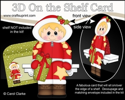 3D Christmas On the Shelf Card Kit - Christmas Eskimo has an Xmas Present
