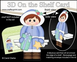 3D Christmas On the Shelf Card Kit - Christmas Eskimo has an Xmas Present