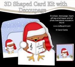 3D Shaped Christmas Card Kit - Bobbin Robin is Carol Singing