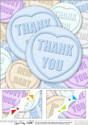 8 x 8 Thank You Sweet Heart Scalloped corner Topper