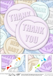 8 x 8 Thank You Sweet Heart Scalloped corner Topper