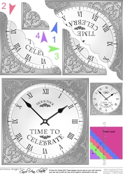 Time to Celebrate Clock Scallop Corner side stacker Topper