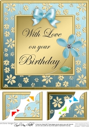 8 x 8 Floral Elegance Birthday Scalloped corner Topper