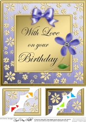 8 x 8 Floral Elegance Birthday Scalloped corner Topper