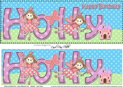 Large DL Happy Birthday HOLLY 3D decoupage