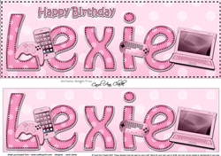 Large DL Happy Birthday LEXIE 3D decoupage