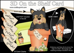 3D On the Shelf Card Kit - Flower Pot Friends Little Yorkie Dog Timmy