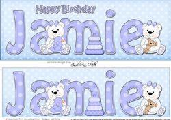 Large DL Happy Birthday JAMIE 3D decoupage
