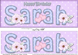 Large DL Happy Birthday SARAH 3D decoupage