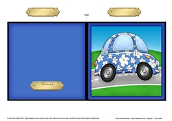 Floral Funky Car Quick Cut and Fold Card 