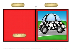 Floral Funky Car Quick Cut and Fold Card