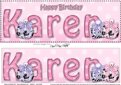 Large DL Happy Birthday KAREN 3D decoupage