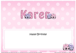 Large DL Happy Birthday KAREN insert