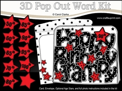 3D Happy Birthday Grampy Stars with Ages 50 to 100 Pop Out Word Card Kit