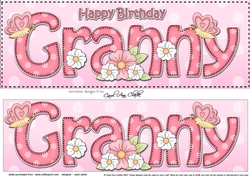 Large DL Happy Birthday GRANNY 3D decoupage