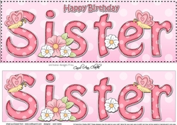 Large DL Happy Birthday SISTER 3D decoupage