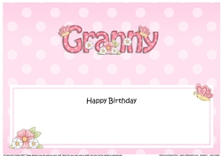 Large DL Happy Birthday GRANNY insert