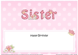 Large DL Happy Birthday SISTER insert