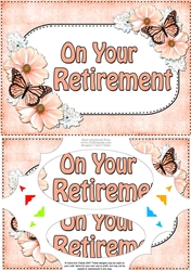 A5 ON YOUR RETIREMENT Butterflies & Flowers Scallop Corners and Pyramage