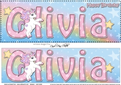 Large DL Happy Birthday OLIVIA 3D decoupage