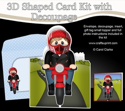 3D Shaped Card  Kit - Teen Tyrell Rides his Motorbike