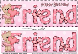 Large DL Happy Birthday FRIEND 3D decoupage