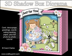 3D Cute Girlz Diorama Shadow Box Card Mini Kit - Liz has a Bouquet of Flowers