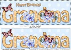 Large DL Happy Birthday GRANDMA 3D decoupage
