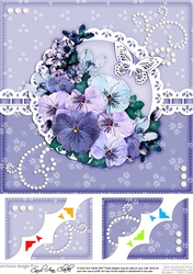 8 x 8 A Touch of Elegance Spring Flowers Pearls and Lace Scalloped Corner Topper