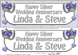 Large DL Happy Silver Wedding Anniversary Linda & Steve 3D decoupage