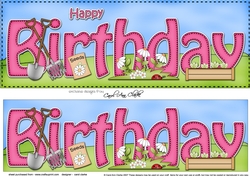 Large DL HAPPY BIRTHDAY 3D decoupage