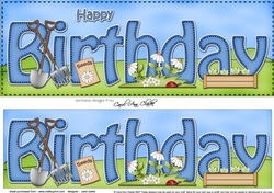 Large DL HAPPY BIRTHDAY 3D decoupage